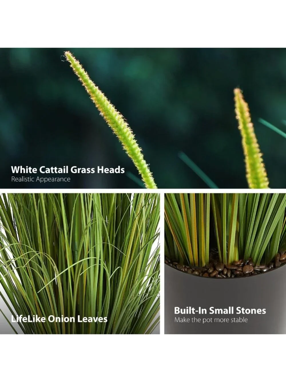 3ft Artificial Cattail & Onion Grass Floor Plant - Indoor/Outdoor Decor, Gift